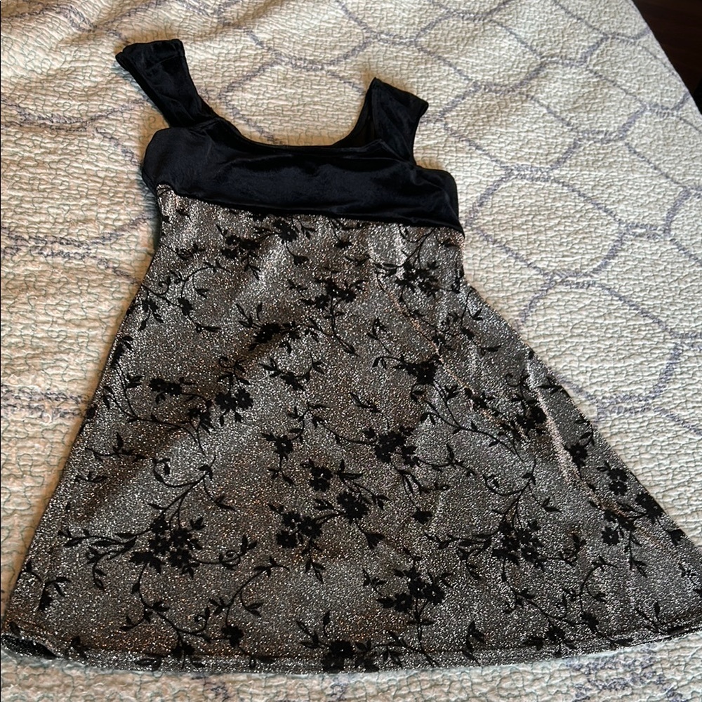 Roberta Black and Gray A-Line Cocktail Dress